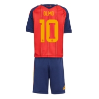 Camiseta España Dani Olmo #10 Primera Equipación Replica Mundial 2026 para niños mangas cortas (+ Pantalones cortos)